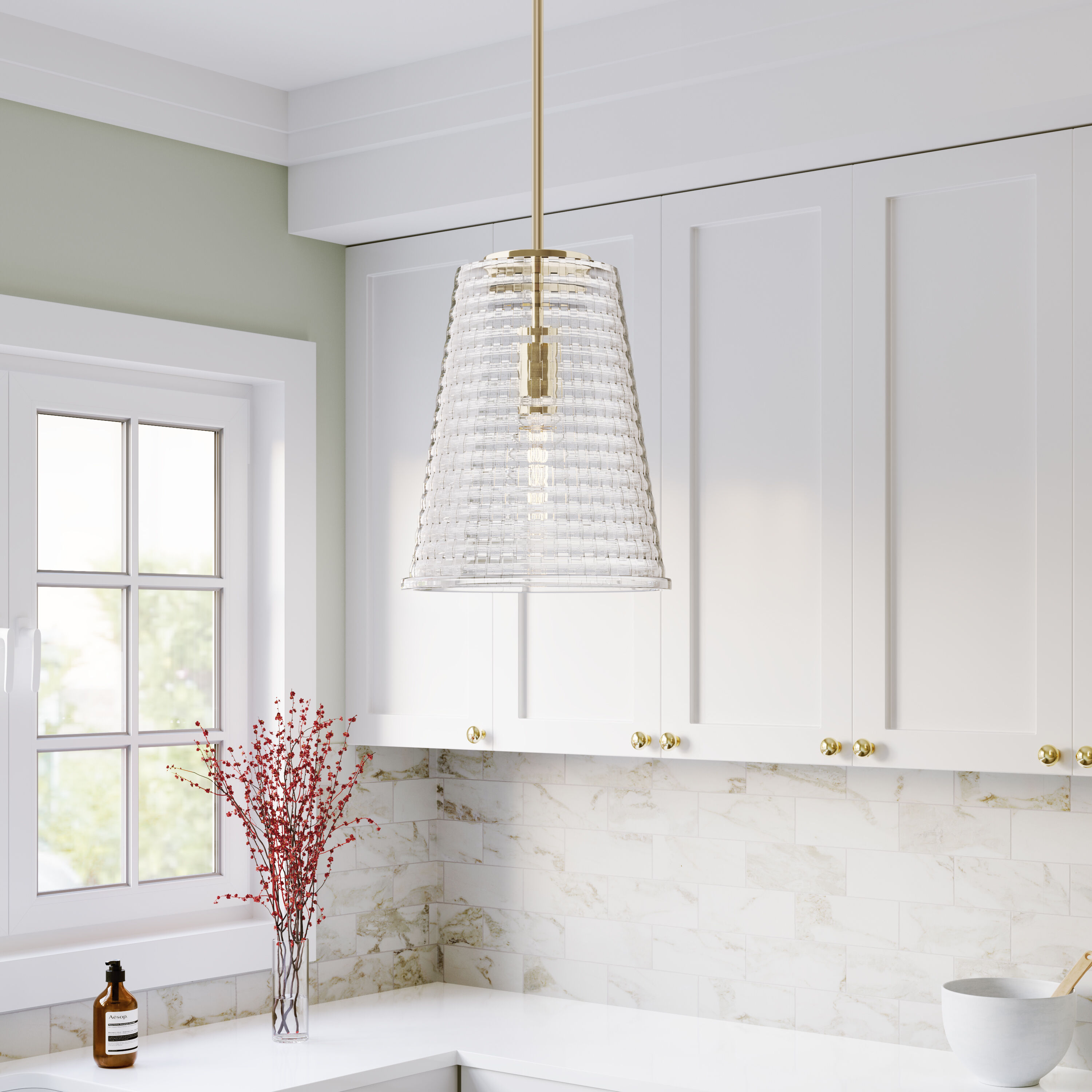 Saben 1 Light 9.25 inch Vintage Brass Pendant Ceiling Light